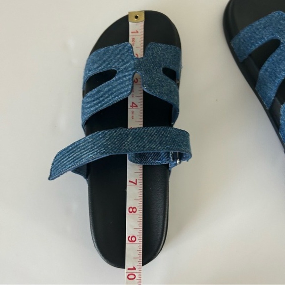 Bamboo Conquer Blue Denim Size 7.5 Cutout Adjustable Strap Sandals - Picture 4 of 9